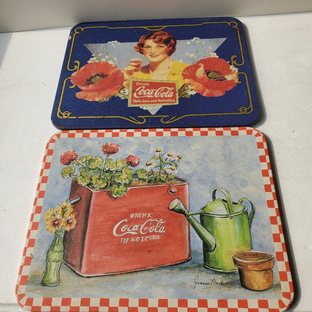 2 Rare Vintage Coca-Cola Tin Wall Plaques From 1994-1997 8.5wX6.5L